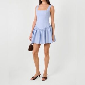 WeWoreWhat Corset Peplum Mini Dress – Classic Blue, Size 4